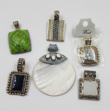 Vintage Best Signed Silver Tone Metal Square Pendant Charms LOT OF 6 picture
