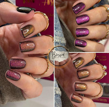 Red Aspen Press On Nails- Flock Together, Farrah -Short -Square -Cat Eye Purple picture
