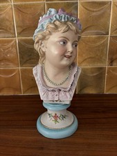 Antique German Porcelain Bisque Head Bust Of Young Woman Figurine No. 934 picture