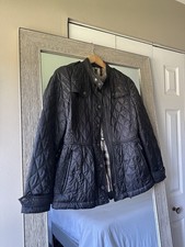 Burberry Brit Black Quilted Plaid Lined  Zip Up Jacket Women’s Size Small picture