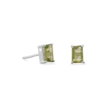 Emerald Cut Peridot Post Earrings picture