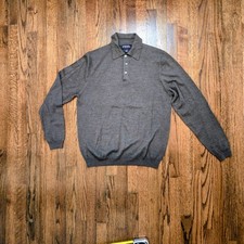 Brooks Brothers Extra Fine Italian Merino Wool Dark Grey Long Sleeve Size Large picture