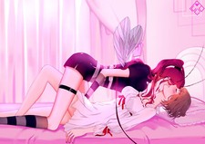 Anime yuri kissing girls Playmat Game Mat Desk picture