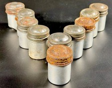 Set of 10 (ten) Vintage 35mm aluminum film canisters-Rusted Lids but usable picture