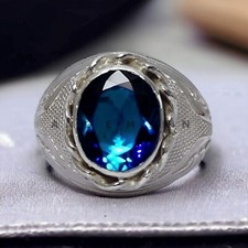 Alexandrite Gemstone With 14K Solid White Gold Grooms Ring For Men's #AL41 picture