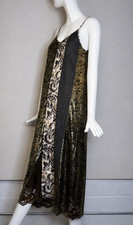 Antonio Marras Gold Metallic Patchwork Panel Slip Dress SIZE IT40 US4 NWOT Lined picture