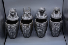 Authentic Ancient Egyptian Antiquities 4 Canopic Jars with With Hieroglyphics BC picture