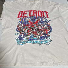 Detroit Red Wings skeleton graphic tee, crazy front graphic, vintage style. picture