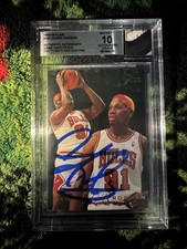 1995-96 Flair Dennis Rodman Bulls Hard Signed Auto with 2 color Patch BGS 10 picture