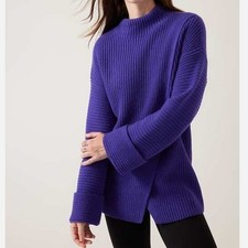 ATHLETA NWT $249 Mock Funnel Neck Cashmere Wool Azalea Sweater Top Size XS picture