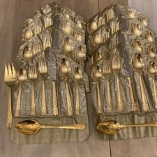 Viners of Sheffield Gold electroplate flatware 8 settings Cellini Pattern. 51 pc picture