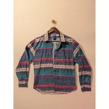Roper Western Shirt Womens 9/10 Multicolor Excellent Aztec Geometric Vintage 90s picture