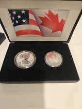 2019-W Pride of Two Nations 2-Coin Set 1 oz Silver Eagle 1 oz Maple Leaf OGP COA picture
