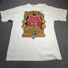  Starter Chicago Bulls 1996 NBA Champions Greatest Team Ever White T Shirt XL  picture