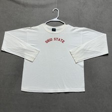 Vintage Ohio State Buckeye Shirt Youth XL White Long Sleeve Crew Neck Distressed picture