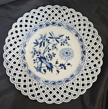 RARE- 18th C meissen Blue Onion Reticulated Plate 9