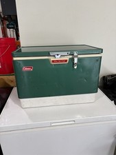 Vintage 1972 Coleman Snow-Lite Cooler Green Metal Ice Chest Camping picture