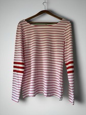 Boden Women's Ella Striped Boat Neck Long Sleeve Tee Size 10 Coastal Classic picture