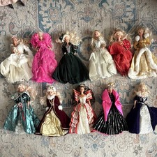 Happy Holidays Barbie 1989-1999 Lot 11 Dolls Stands Accessories Vintage Mattel picture