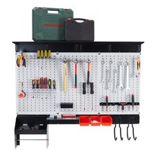 48x36 inch Gray Pegboard Wall Organizer Garage Storage Kit w/ Hooks & Shelves picture