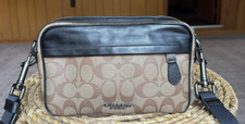 Coach Graham Crossbody/Camera Bag Signature Monogram Black Leather A2047-F50715 picture