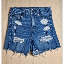 Y2K Aesthetic Distressed American Eagle High Rise Denim Cutoff Shorts picture