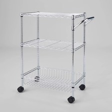 3 Tier Metal Utility Cart Chrome - Brightroom: Rolling Kitchen Storage with picture