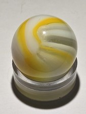 Vintage Akro Agate Yellow Popeye Corkscrew Beauty .62 Mint picture