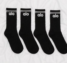 4 Pairs Crew Socks Black White Large Athletic Casual Comfort Unisex - NWT picture