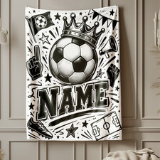Personalized Crowned Soccer Ball Coral Fleece Blanket Design 2 picture