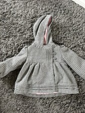 Jasper Conran Girls Coat 18-24 Months Grey Star Button Up Hooded Smart Jacket picture