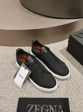 ZEGNA Men's Black Knit Slip-On Sneakers Luxury Designer Casual Shoes US size 8.5 picture