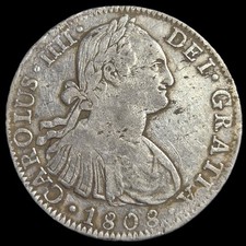 Mexico Spanish Colonial 8 Reales Carol Carolus IIII 1808 Mo TH Mexico City Mint picture