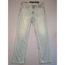 Hollister Epic Flex Slim Straight Jeans Mens 28x30 Light Wash Paint Splatter NWT picture