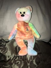 rare 1996 ty beanie baby peace bear original picture