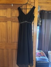 The Clothing Company Black Long Gown V-Neck Sleeveless Rhinestone Zip Size L picture