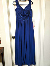 Morilee by Madeline Gardner 21602 Sapphire Chantilly Lace Chiffon Dress 18 picture