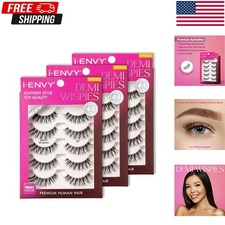 iENVY Demi Wispies False Lashes 15 Pairs Human Hair Natural Volume 3 Pack picture