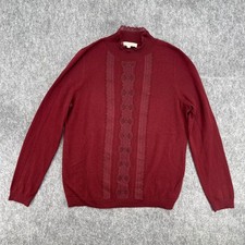 Sezane La Maille Sweater Womens Medium Merino Wool Lace Trim Red Mock Neck picture