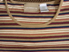 NWT VINTAGE Liz Claiborne LizWear Striped Knit Top Shirt Sz Large Stretch Lycra picture