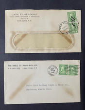 1930s Pair Covers San Juan Puerto Rico Commercial Mail Shell Co Casa Elmendorf picture
