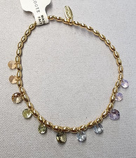 Anthropologie 14K Gold Plated Floating Crystal Bracelet 6.5