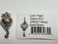 Authentic Brighton Love Flight Charm J99022 Silver/Gold/Stone Retired And Rare picture