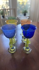 6 Handblown Art Wine Glass picture