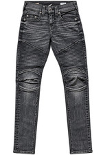 True Religion Rocco Moto Jeans Mens 27 Black Relaxed Skinny Biker Ribbed picture