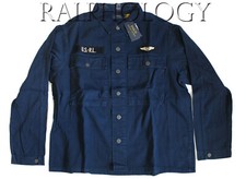 Polo Ralph Lauren Mens Navy Vintage USRL Flight Patch Military Over Shirt Jacket picture