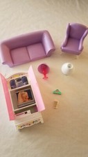 Vintage 1996/97 Barbie Folding Pretty Living Room Furniture Set PURPLE picture