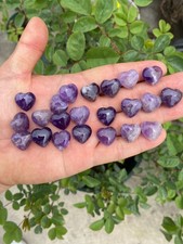 50pc Natural Dreamy Amethyst Mini Heart hand-carved quartz crystal reiki gift picture