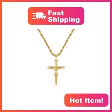 HELLOICE Gold Crucifix Cross Necklace picture