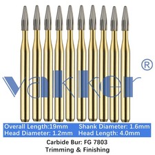 10-100pcs Dental Trimming & Finishing Gold Burs Bullet Carbide Burs FG 7803 picture
